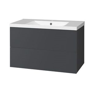 MEREO Aira, koupelnová skříňka s umyvadlem z litého mramoru 101 cm, antracit CN752M obraz