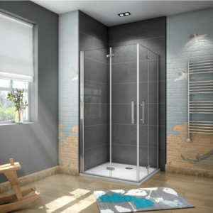 H K Obdelníkový sprchový kout SOLO R810, 80x100 cm se zalamovacími dveřmi, rohový vstup včetně sprchové vaničky z litého mramoru SE-SOLOR810/THOR-10080 obraz