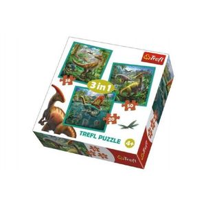 Puzzle 3v1 Svět Dinosaurů 20x19, 5cm v krabici 28x28x6cm obraz