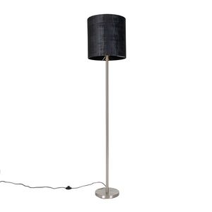 Moderní stojací lampa ocelová černá látkové stínítko 40 cm - Simplo obraz