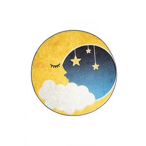 Conceptum Hypnose Dětský kulatý koberec Moon 140 cm modrý/žlutý obraz