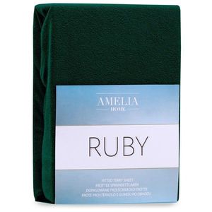 Froté prostěradlo s gumou AmeliaHome Ruby láhvově zelené, velikost 120-140x200+30 obraz