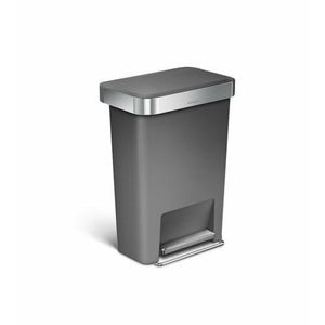 Pedálový odpadkový koš Simplehuman – 45 l, kapsa na sáčky, obdélníkový, šedý plast / nerez obraz