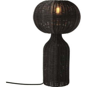 Černá stolní lampa s ratanovým stínidlem (výška 43 cm) Werna – Villa Collection obraz