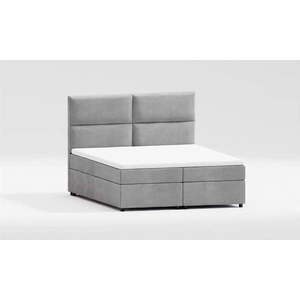 Světle šedá čalouněná dvoulůžková postel s úložným prostorem s roštem 200x200 cm Rico – Ropez obraz