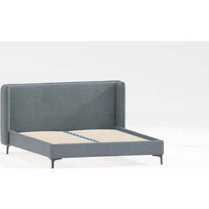 Modrá čalouněná dvoulůžková postel s roštem 160x200 cm Basti – Ropez obraz