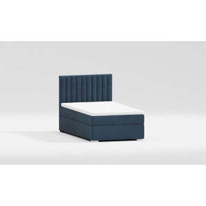 Tmavě modrá čalouněná jednolůžková postel s úložným prostorem s roštem 100x200 cm Bunny – Ropez obraz