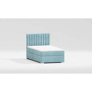 Světle modrá čalouněná jednolůžková postel s úložným prostorem s roštem 80x200 cm Bunny – Ropez obraz
