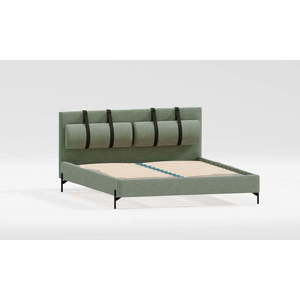 Zelená čalouněná dvoulůžková postel s roštem 140x200 cm Tulsa – Ropez obraz