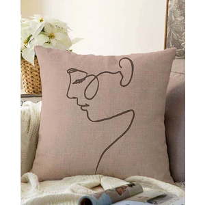 Béžový povlak na polštář s příměsí bavlny Minimalist Cushion Covers Portrait, 55 x 55 cm obraz