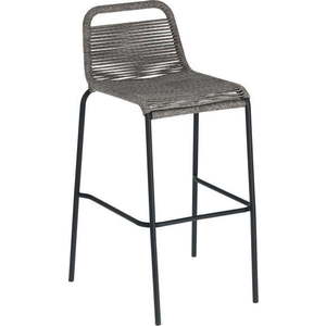 Šedá barová židle s ocelovou konstrukcí Kave Home Glenville, výška 74 cm obraz