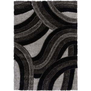 Černo-šedý ručně tkaný koberec z recyklovaných vláken 160x230 cm Velvet – Flair Rugs obraz