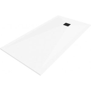MEXEN/S Stone+ obdélníková sprchová vanička 160 x 100, bílá, mřížka černá 44101016-B obraz