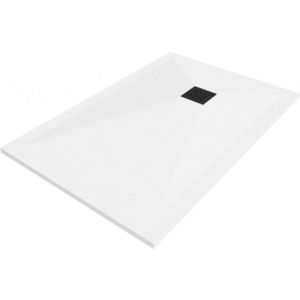 MEXEN/S Stone+ obdélníková sprchová vanička 100 x 70, bílá, mřížka černá 44107010-B obraz
