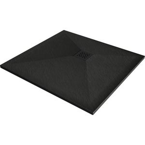 MEXEN/S Stone+ čtvercová sprchová vanička 100 x 100, černá, mřížka černá 44701010-B obraz