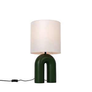 Designová stolní lampa zelená s bílým lněným stínidlem - Lotti obraz