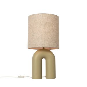 Designová stolní lampa béžová s béžovým plátěným stínidlem - Lotti obraz