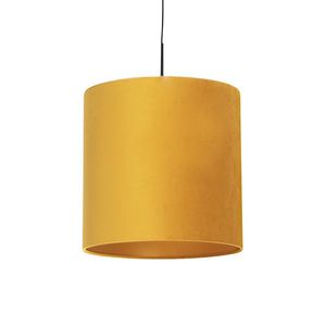 Závěsná lampa s velurovým odstínem žlutá se zlatem 40 cm - Combi obraz