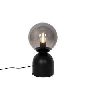 Hotelová elegantní stolní lampa černá s kouřovým sklem - Pallon Trend obraz