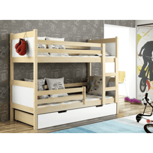 Elvisia Patrová postel DAVE s roštem | borovice/bílá 80 x 180 cm obraz