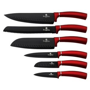 Sada nožů s nepřilnavým povrchem, 6 ks, metalická červená obraz