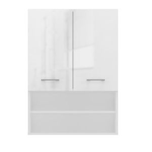 TP Living Dubová koupelnová skříňka s poličkami POLA lesklá bílá obraz