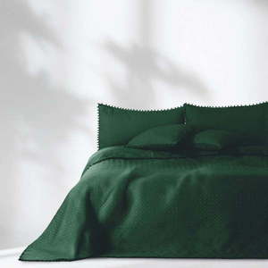 Lahvově zelený přehoz na postel AmeliaHome Meadore, 170 x 270 cm obraz