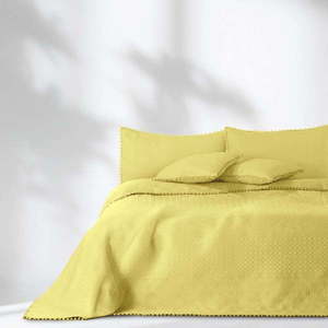 Žlutý přehoz na postel AmeliaHome Meadore, 200 x 220 cm obraz