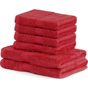 Set 2 červených osušek a 4 ručníků DecoKing Bamby Red obraz