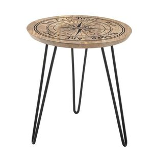 Přístavný stolek DIEPPE černá/mangové dřevo s potiskem obraz