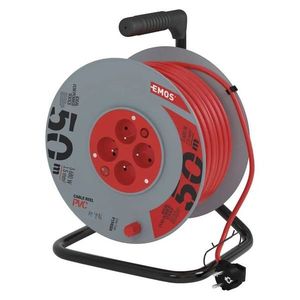 EMOS Červený prodlužovací kabel na bubnu 50m, 4 zásuvky, s vypínačem, PVC, 230V, 1.5mm2 P194504 obraz