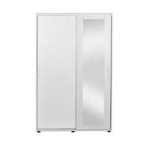 Botník JUNO s posuvnými dveřmi a zrcadlem, bílá obraz