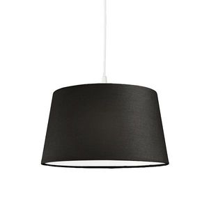 Moderní závěsná lampa bílá s černým odstínem 45 cm - Pendel obraz