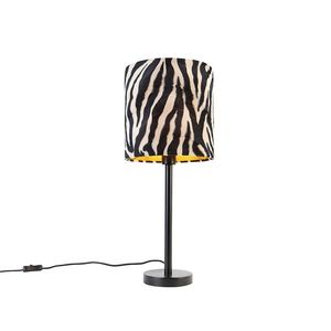 Moderní stolní lampa černá se stínidlem zebra 25 cm - Simplo obraz