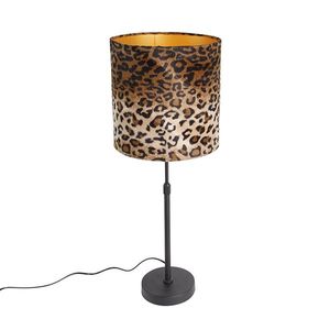 Stolní lampa černý sametový odstín leopardí design 25 cm - Parte obraz