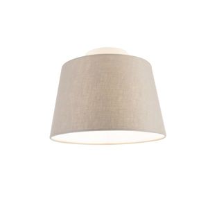 Stropní lampa s lněným stínidlem taupe 25 cm - bílá Combi obraz