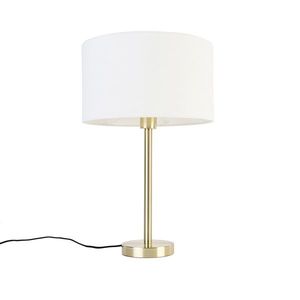 Klasická stolní lampa mosaz se stínidlem bílá 35 cm - Simplo obraz