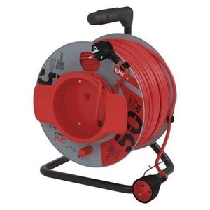 EMOS Prodlužovací kabel na bubnu s pohyblivým středem s 1 zásuvkou 1, 5 mm² DULU 50 m červený obraz