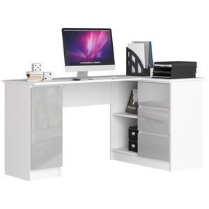 Ak furniture Rohový psací stůl B20 bílý/šedý pravý obraz
