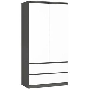 Ak furniture Šatní skříň CL S 90 cm 2 dveře 2 zásuvky grafitově šedá/bílá obraz