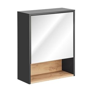 Comad Závěsná koupelnová skříňka se zrcadlem Borneo Cosmos 840 1D šedá/dub artisan obraz