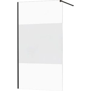 MEXEN/S KIOTO Sprchová zástěna WALK-IN 100x200 cm 8 mm, černá, Transparent/matné sklo 800-100-101-70-35 obraz