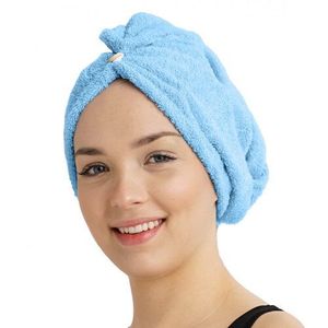 Rychleschnoucí froté turban na vlasy modrá obraz