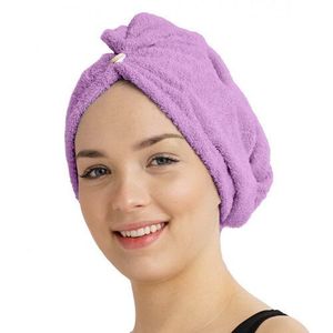 Rychleschnoucí froté turban na vlasy fialová lila obraz