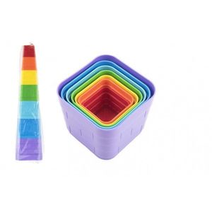 Kubus pyramida skládanka plast hranatá barevná 7 ks v sáčku obraz