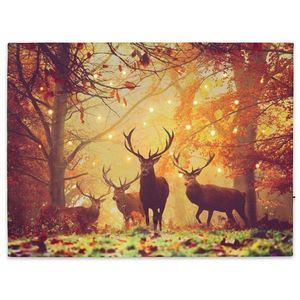 Nexos 74530 Nástěnná malba jelení stádo, 30 LED, 30 x 40 cm obraz