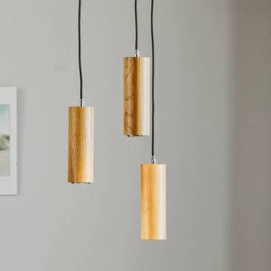 Spot-Light Závěsné svítidlo Pipe, dubové dřevo, 3 světla, kulaté, Ø 30 cm, GU10 obraz