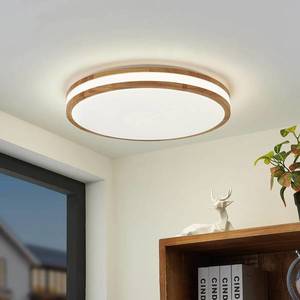 Lindby Lindby LED stropní svítidlo Emiva, světelný zdroj vycentrovaný, CCT, dřevo obraz
