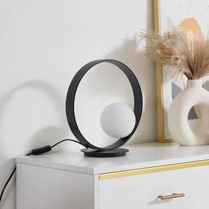 Lucande Stolní lampa Lucande Luneo LED, ve tvaru kruhu, černá/opálová obraz