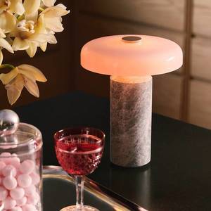 DESIGN BY US Nabíjecí stolní lampa Trip LED, šedá / růžová, mramor, sklo, IP44 obraz